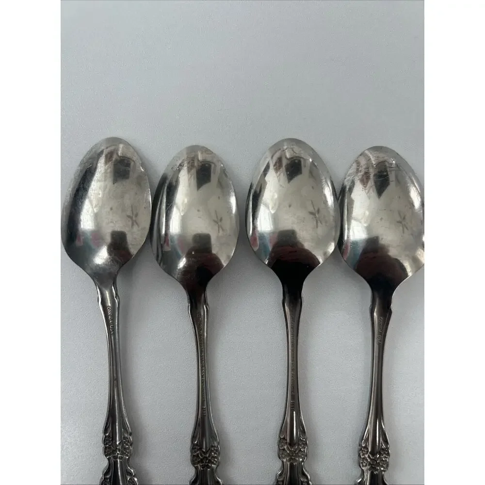 Vtg Raphael Distinction Deluxe Oneida Set Of 4 Teaspoons 6” Stainless Flatware